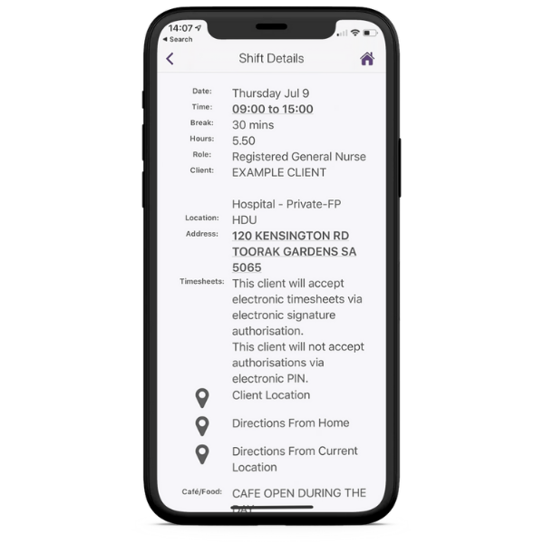 Screenshot ShiftDetailsScreen 600 - Healthcare Australia